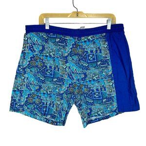 Vintage 90s BASIC EDITIONS Mens Swim Trunks Large Shorts Surf Abstract Vaporwave